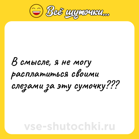 Шутка: В смысле, я не могу расплатиться своими слезами за эту сумочку???