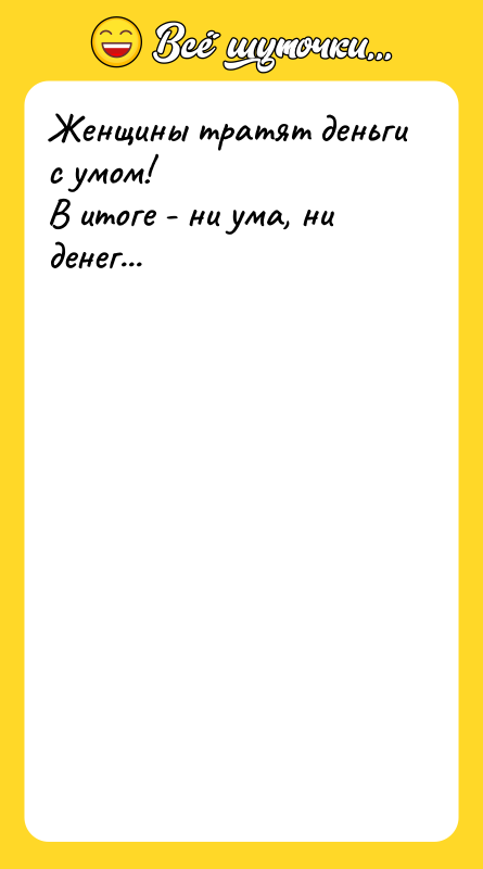Женщины тратят деньги с умом! В итоге - ни ума,