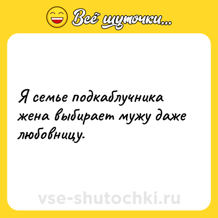 Шутка: Я семье подкаблучника жена выбирает мужу даже любовницу.