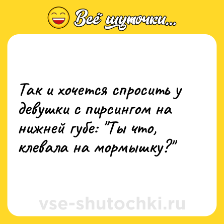 Шутка: Так и хочется спросить у девушки с пирсингом на нижней губе: 