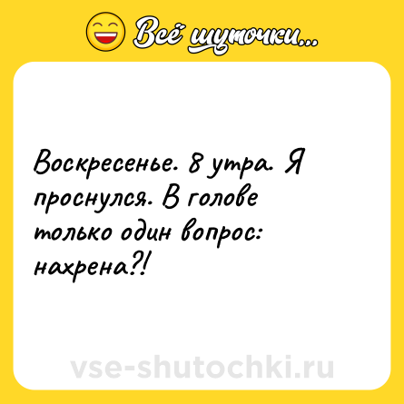 Шутка: Воскресенье. 8 утра. Я проснулся. В голове только один вопрос: нахрена?!
