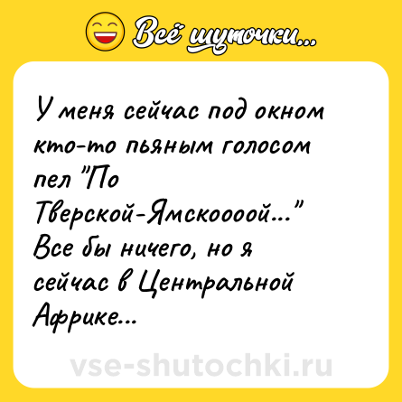 Шутка: У меня сейчас под окном кто-то пьяным голосом пел 