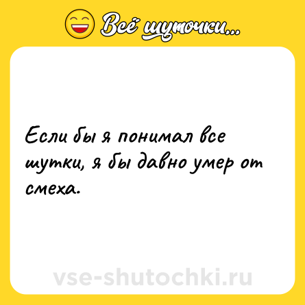 Шутка: Если бы я понимал все шутки, я бы давно умер от смеха.