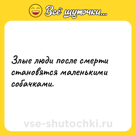 Шутка: Злые люди после смерти становятся маленькими собачками.
