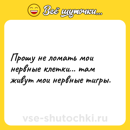 Шутка: Прошу не ломать мои нервные клетки... там живут мои нервные тигры.