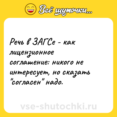 Шутка: Речь в ЗАГСе - как лицензионное соглашение: никого не интересует, но сказать 