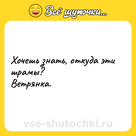 Шутка: Хочешь знать, откуда эти шрамы? <br>Ветрянка.