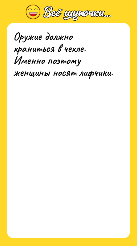 Оружие должно храниться в чехле. Именно поэтому женщины носят лифчики.
