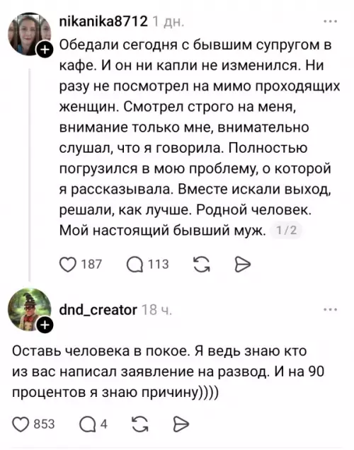 Тот самый бывший, который идеален 🤡 - nikanika8712: Обедали сегодня с бывшим супругом в кафе. И он