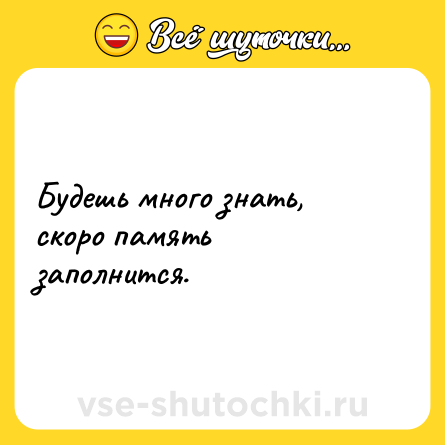 Шутка: Будешь много знать, скоро память заполнится.