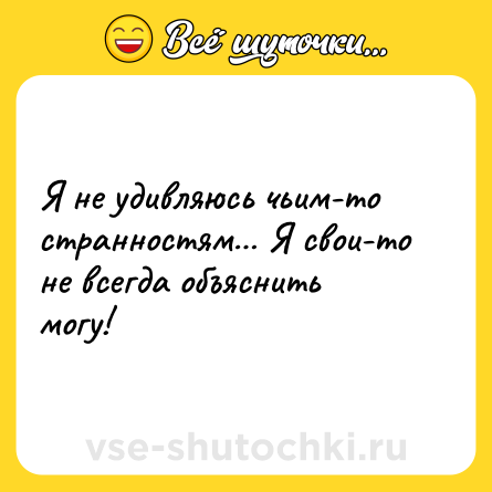Шутка: Я не удивляюсь чьим-то странностям… Я свои-то не всегда объяснить могу!