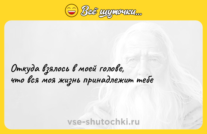 Цитата: Откуда взялось в моей голове,что вся моя жизнь принадлежит тебе