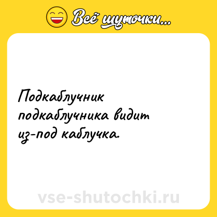 Шутка: Подкаблучник подкаблучника видит из-под каблучка.