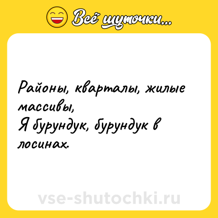 Шутка: Районы, кварталы, жилые массивы,<br>Я бурундук, бурундук в лосинах.