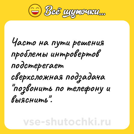 Шутка: Часто на пути решения проблемы интровертов подстерегает сверхсложная подзадача 
