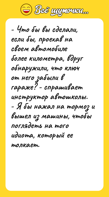 - Что бы вы сделали, если бы, проехав на своем