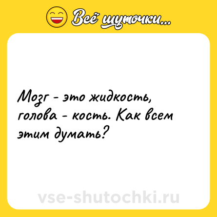 Шутка: Мозг - это жидкость, голова - кость. Как всем этим думать?