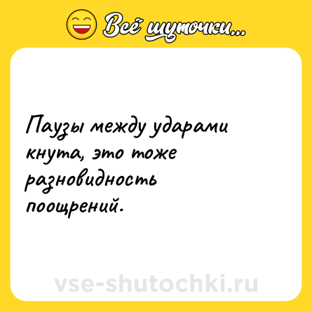 Шутка: Паузы между ударами кнута, это тоже разновидность поощрений.