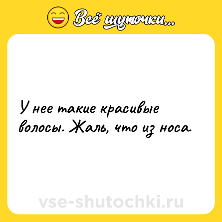 Шутка: У нее такие красивые волосы. Жаль, что из носа.