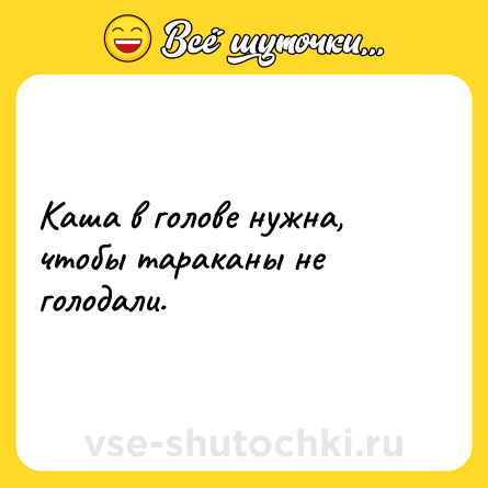 Шутка: Каша в голове нужна, чтобы тараканы не голодали.