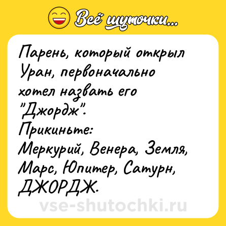 Шутка: Парень, который открыл Уран, первоначально хотел назвать его 
