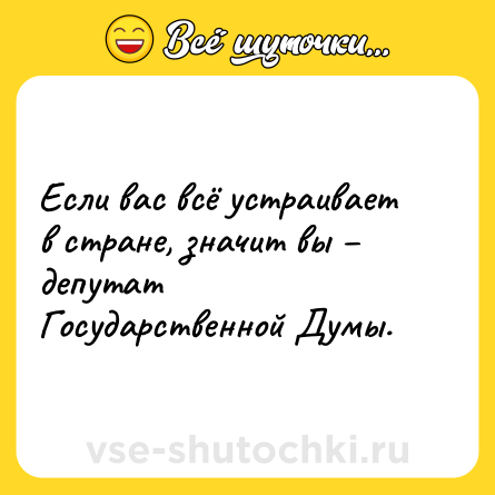 Шутка: Если вас всё устраивает в стране, значит вы – депутат Государственной Думы.