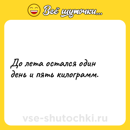 Шутка: До лета остался один день и пять килограмм.