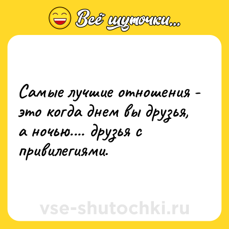Шутка: Самые лучшие отношения - это когда днем вы друзья, а ночью.... друзья с привилегиями.