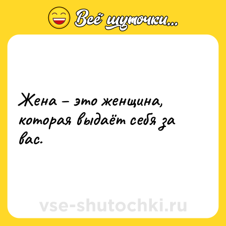 Шутка: Жена – это женщина, которая выдаёт себя за вас.