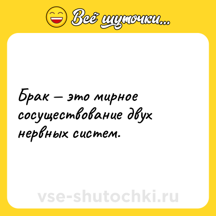 Шутка: Брак — это мирное сосуществование двух нервных систем.