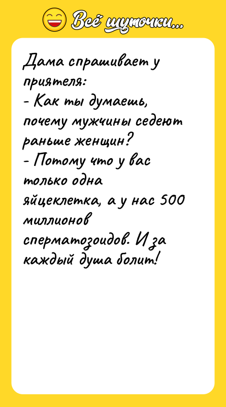Дама спрашивает у приятеля:  - Как ты думаешь, почему мужчины