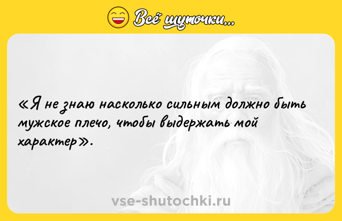 Цитата: Я не знаю насколько сильным должно быть мужское плечо, чтобы выдержать мой характер .