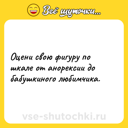 Шутка: Оцени свою фигуру по шкале от анорексии до бабушкиного любимчика.