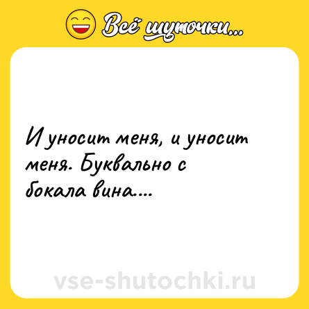 Шутка: И уносит меня, и уносит меня. Буквально с<br>бокала вина....