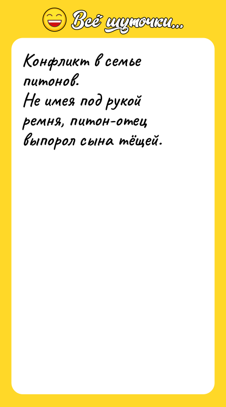 Конфликт в семье питонов. Не имея под рукой ремня,