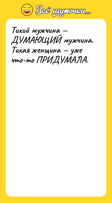 Тихий мужчина ДУМАЮЩИЙ мужчина. Тихая женщина уже что-то