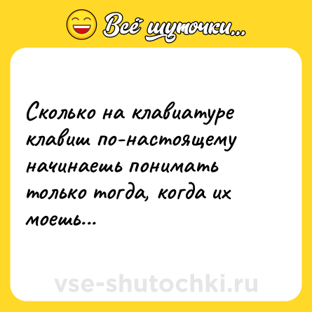 Шутка: Сколько на клавиатуре клавиш по-настоящему начинаешь понимать только тогда, когда их моешь...