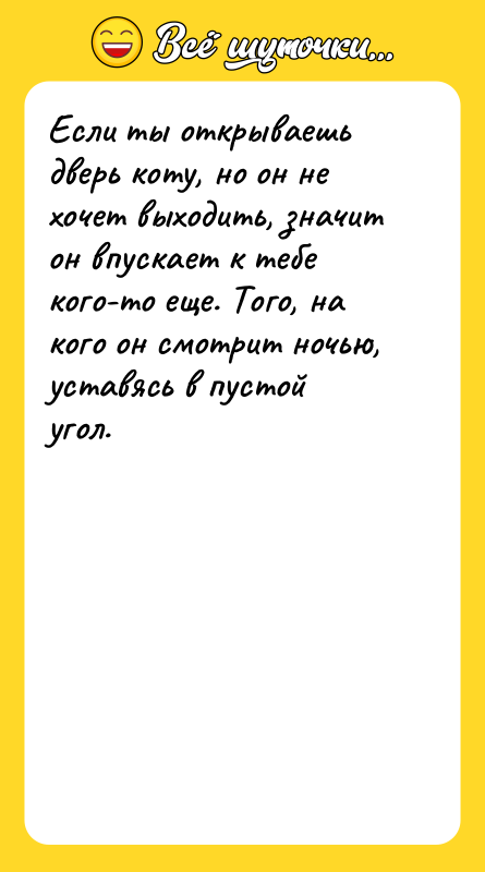 Если ты открываешь дверь коту, но он не хочет выходить,