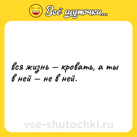 Шутка: вся жизнь — кровать, а ты в ней — не в ней.