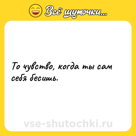 Шутка: То чувство, когда ты сам себя бесишь.