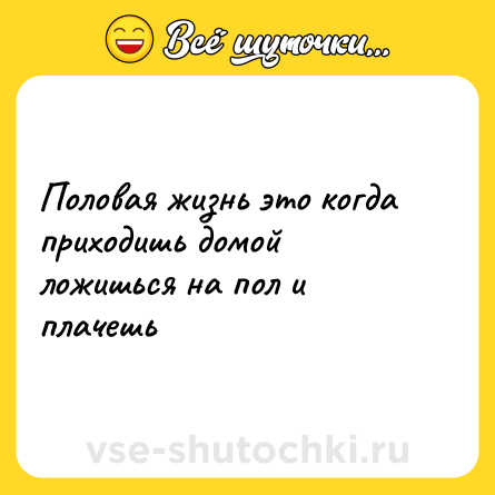 Шутка: Половая жизнь это когда приходишь домой ложишься на пол и плачешь