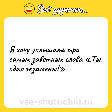 Шутка: Я хочу услышать три самых заветных слова «Ты сдал экзамены!»