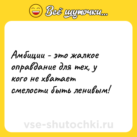 Шутка: Амбиции - это жалкое оправдание для тех, у кого не хватает смелости быть ленивым!