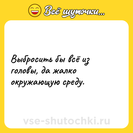 Шутка: Выбросить бы всё из головы, да жалко окружающую среду.