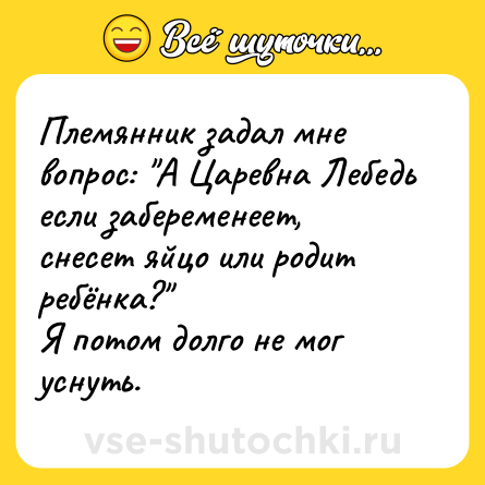 Шутка: Племянник задал мне вопрос: 