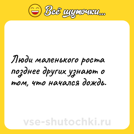 Шутка: Люди маленького роста позднее других узнают о том, что начался дождь.