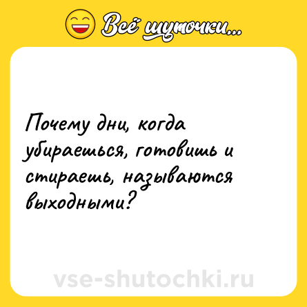 Шутка: Почему дни, когда убираешься, готовишь и стираешь, называются выходными?