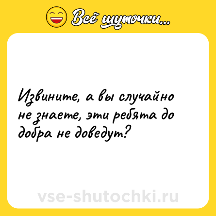 Шутка: Извините, а вы случайно не знаете, эти ребята до добра не доведут?