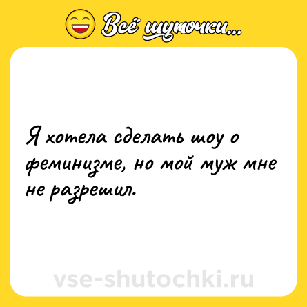 Шутка: Я хотела сделать шоу о феминизме, но мой муж мне не разрешил.