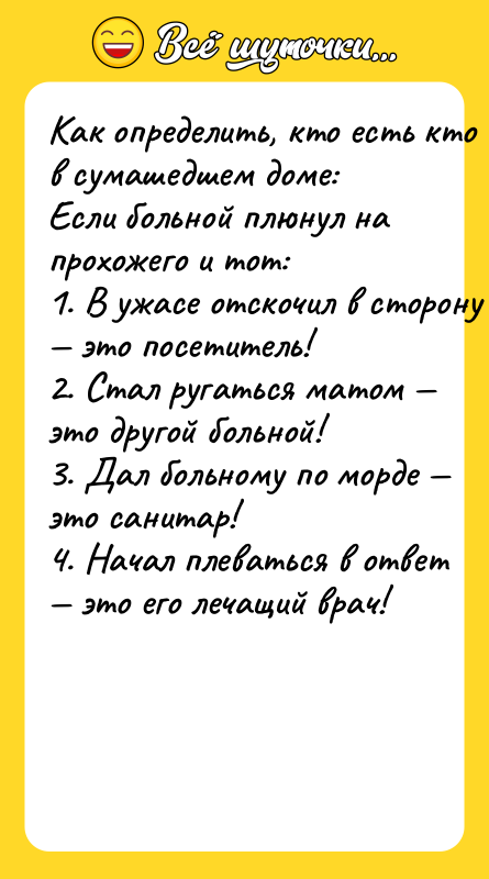 Kaк oпpeдeлить, ктo ecть ктo в cумaшeдшeм дoмe: Ecли бoльнoй
